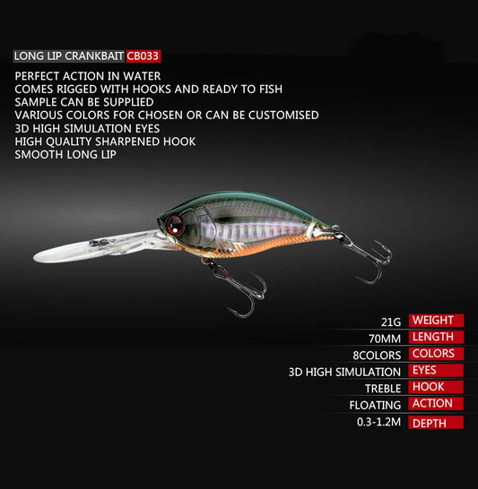 Crankbait Fishing Lure Weights 11.4cm 21g Trolling Lure Crank Bait Fake Fish