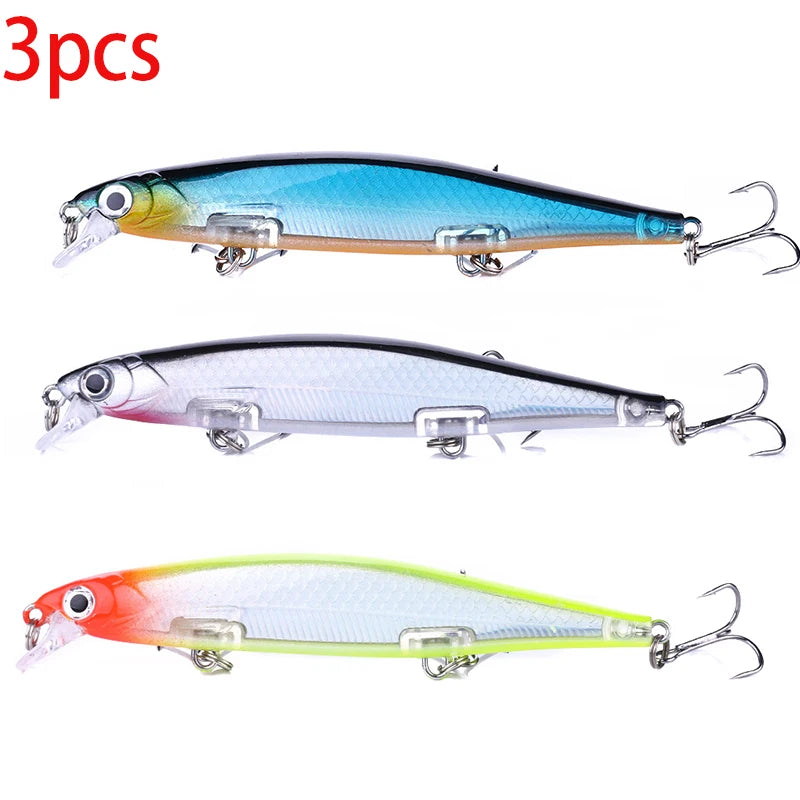1Pcs Suspended Sinking Wobbler Minnow Laser Fishing lure 11cm 13g