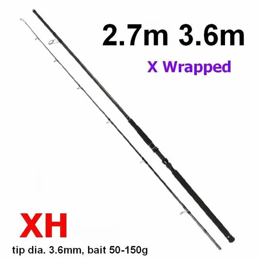 2.7m 2.8m 2 Sections 3.6m 3 Sections Carbonfiber Fishing Rod Tip 3.4mm - 5.0mm Bait 50-300g