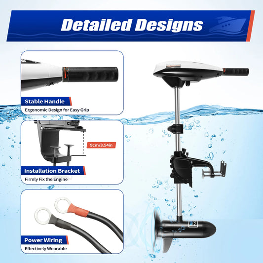 Electric Outboard Trolling Motor 65LBS With 40CM Short Shaft Brush Motor