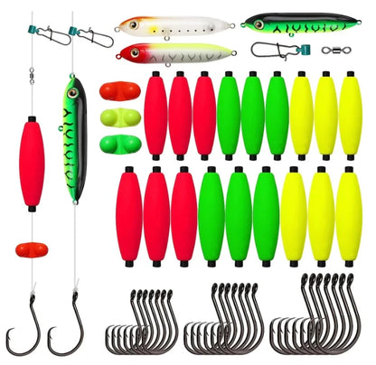 Catfishing Tackle Making Kit - 102PCS/99PCS Rig Accessories With Floats, Hooks, Swivels, and Fishing Bells