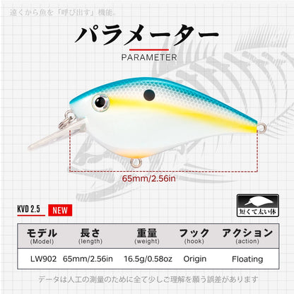 Floating 65mm/16.5g KVD 2.5 Squarebill Crankbait Wobblers Swimbait For Bass Pike Trout