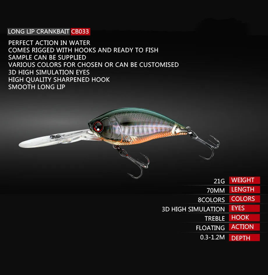 Crankbait Fishing Lure Weights 11.4cm 21g Trolling Lure Crank Bait Fake Fish