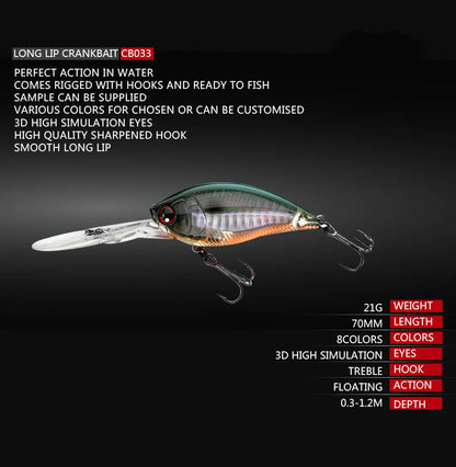 Crankbait Fishing Lure Weights 11.4cm 21g Trolling Lure Crank Bait Fake Fish