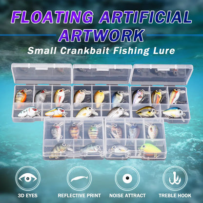 GOBASS 5pcs Mini Fish Bass Fishing Lure Set 3cm 1.5g Mini Artificial Baits