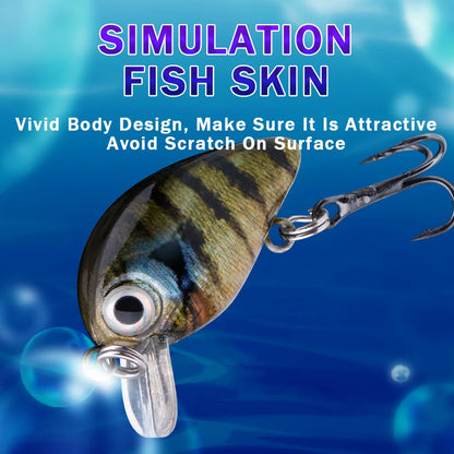 GOBASS 5pcs Mini Fish Bass Fishing Lure Set 3cm 1.5g Mini Artificial Baits