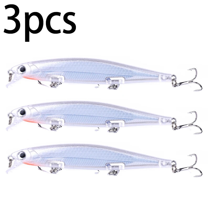 1Pcs Suspended Sinking Wobbler Minnow Laser Fishing lure 11cm 13g