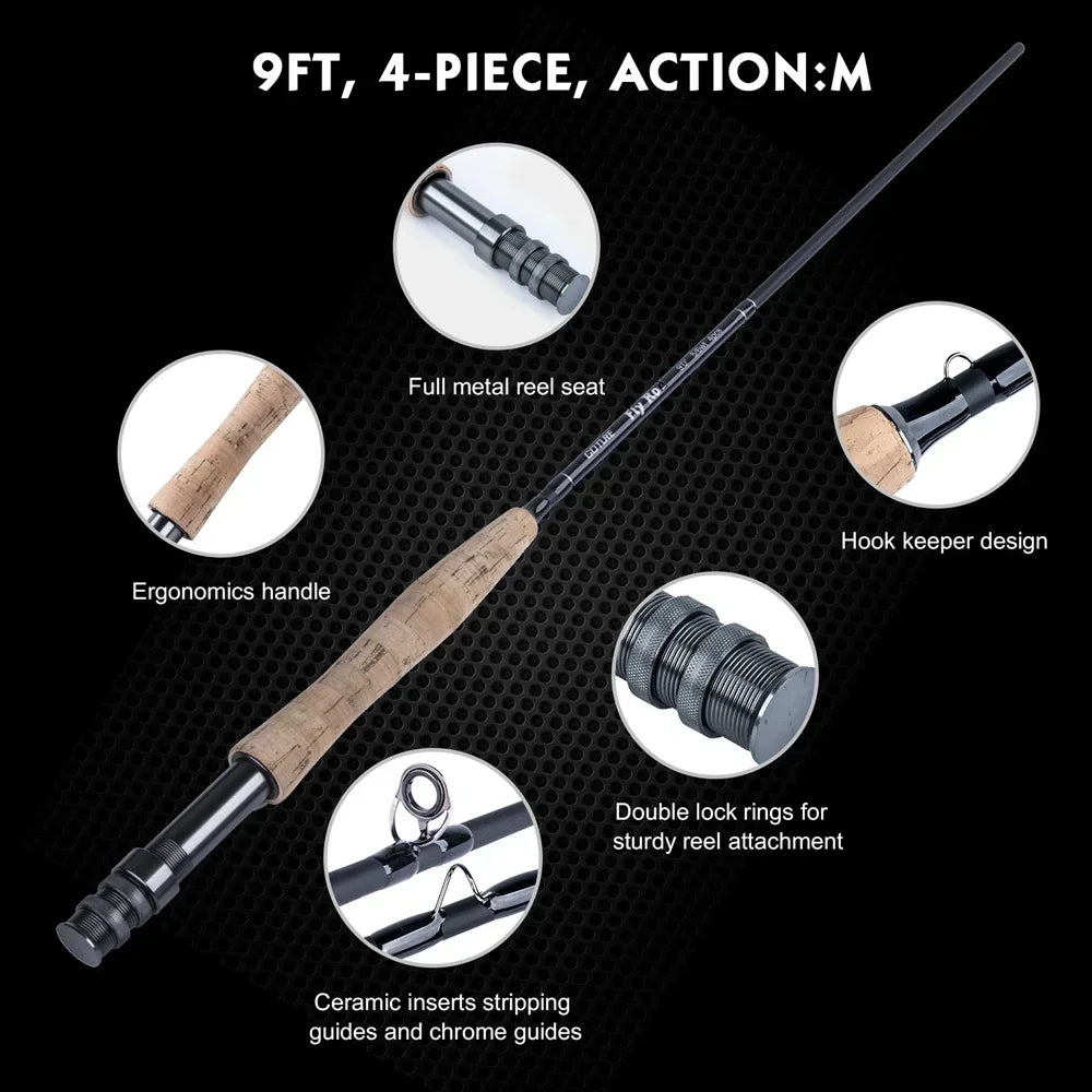 Goture Fly Fishing Rod Combo 5/6 7/8 9FT Carbon Fiber 2.7m Fly Rod with Line Lures Reel for Trout Carp Tackle with PVC Tube