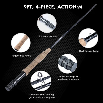 Goture Fly Fishing Rod Combo 5/6 7/8 9FT Carbon Fiber 2.7m Fly Rod with Line Lures Reel for Trout Carp Tackle with PVC Tube