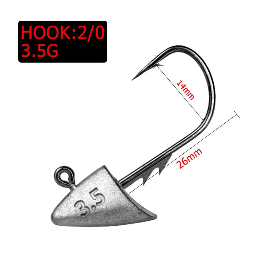 10pcs 2.7g 3.5g 4.2g 5g far casting fishing hook jig head hook ,stand hook for soft worm