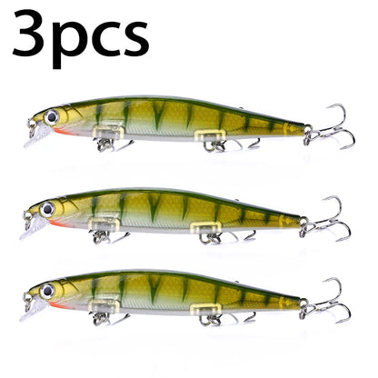 1Pcs Suspended Sinking Wobbler Minnow Laser Fishing lure 11cm 13g