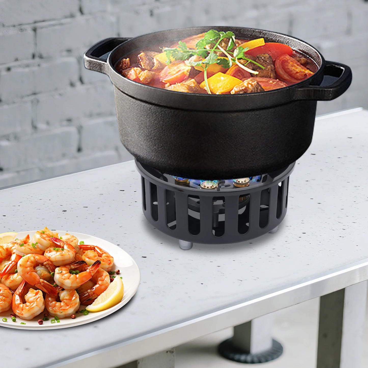 Cold-Rolled Steel Portable Camping Stove, 72000BTU 3-Adapter Gas Cooker