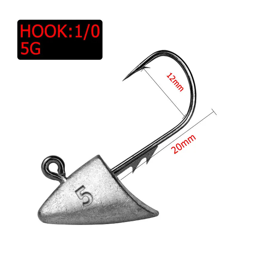 10pcs 2.7g 3.5g 4.2g 5g far casting fishing hook jig head hook ,stand hook for soft worm