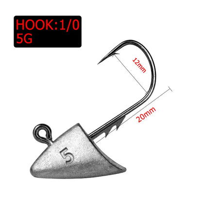 10pcs 2.7g 3.5g 4.2g 5g far casting fishing hook jig head hook ,stand hook for soft worm