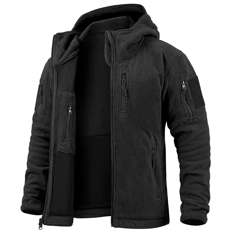 Men's Full Zip Fleece Military Tactical Jacket with Multi-Pockets