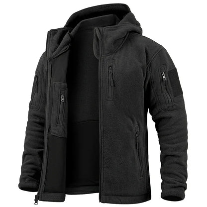 Men's Full Zip Fleece Military Tactical Jacket with Multi-Pockets