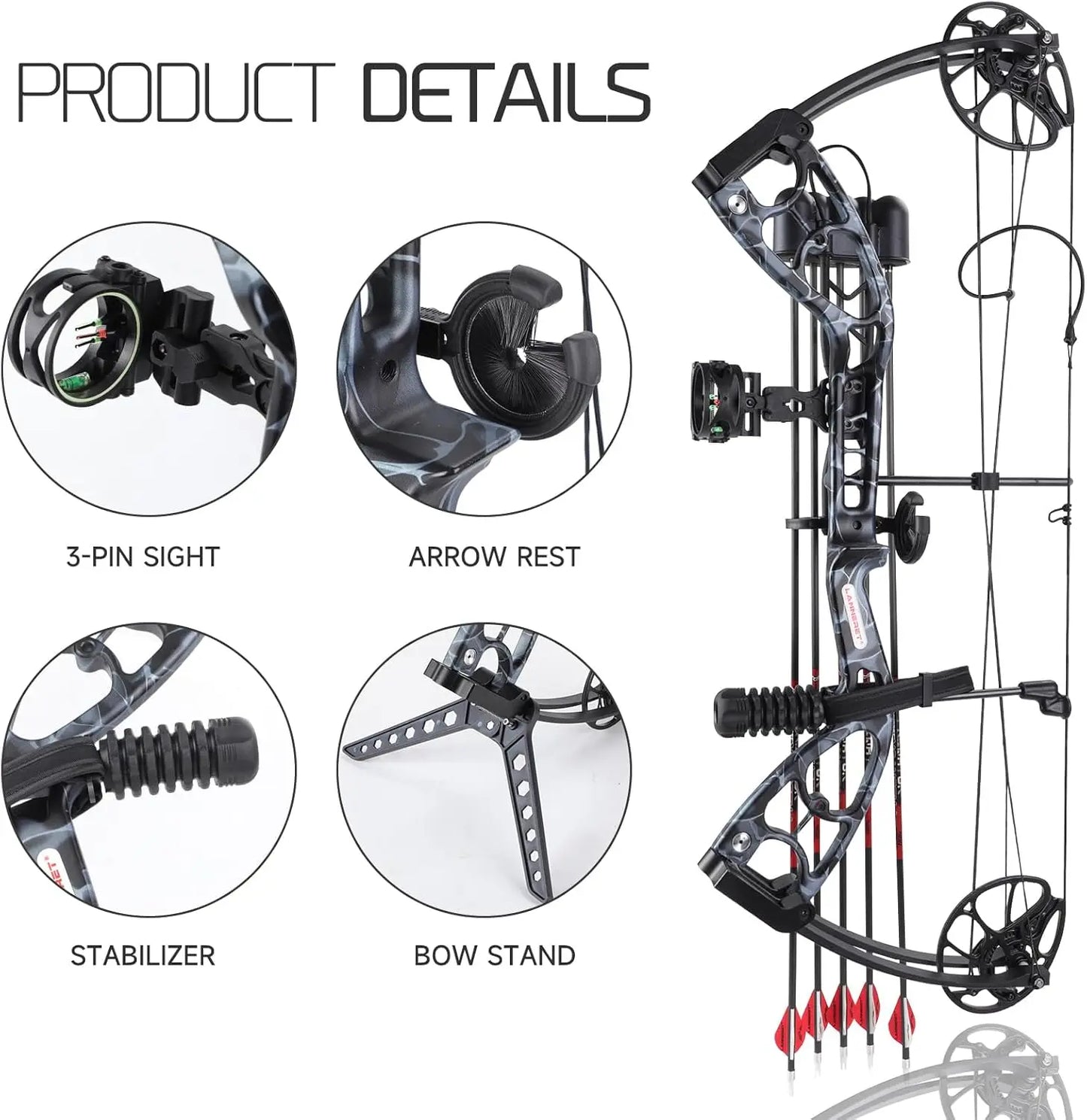 Compound Bow and Archery Sets - Right Hand Archery Compound Bows 30-70 lbs Draw Weight Adjustable for Youth，Adults and Beginners