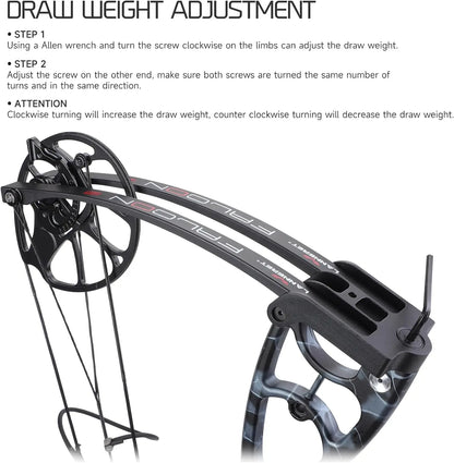 Compound Bow and Archery Sets - Right Hand Archery Compound Bows 30-70 lbs Draw Weight Adjustable for Youth，Adults and Beginners