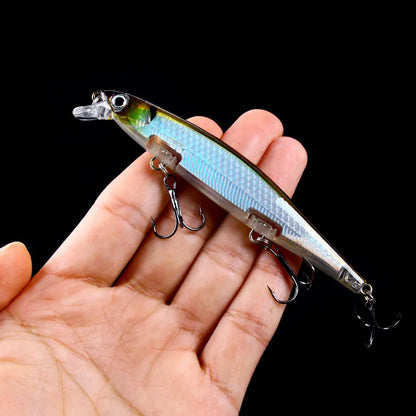 1Pcs Suspended Sinking Wobbler Minnow Laser Fishing lure 11cm 13g