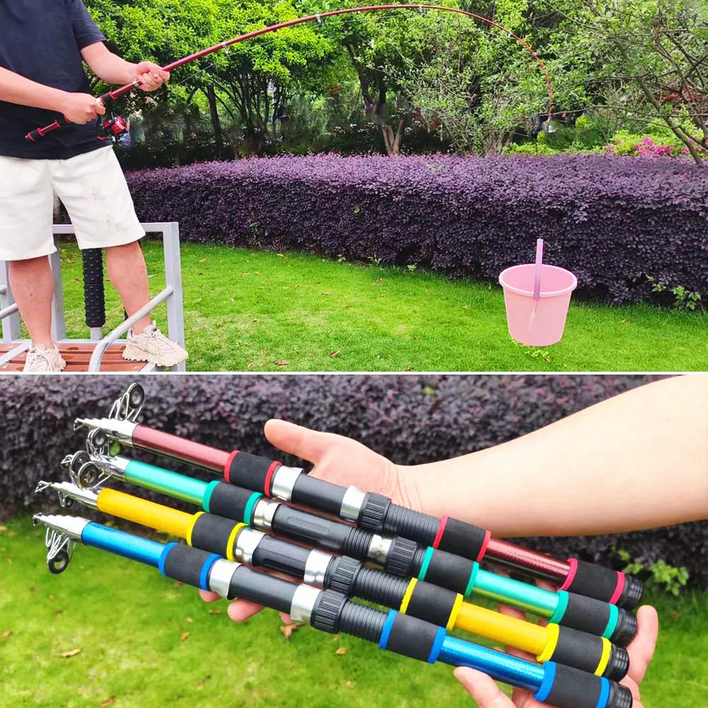 Fishing Rod Reel Combo- Fishing Full Kits With Telescopic Fishing Rod And Spinning Reel Baits Hooks Travel Pole Set