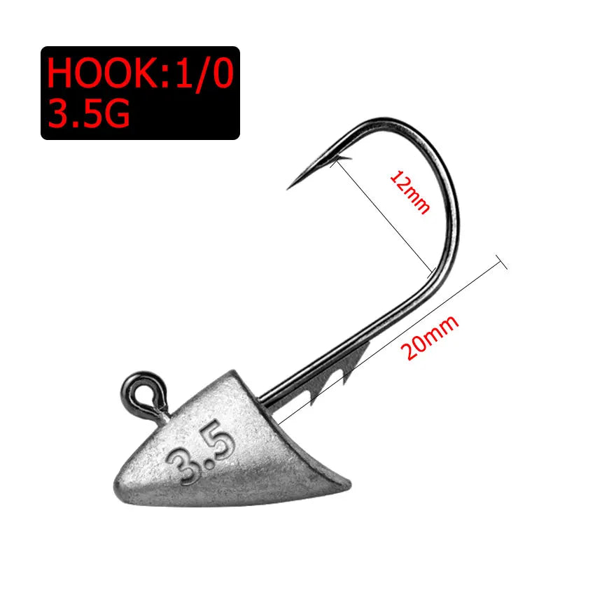 10pcs 2.7g 3.5g 4.2g 5g far casting fishing hook jig head hook ,stand hook for soft worm