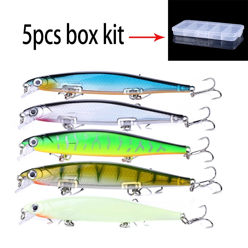 1Pcs Suspended Sinking Wobbler Minnow Laser Fishing lure 11cm 13g