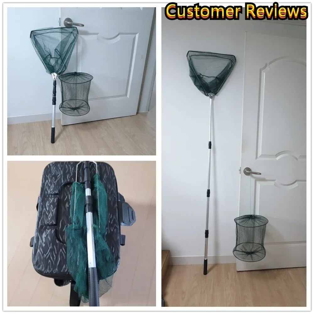 Telescopic Folding Fishing Landing Net 190CM Pole Collapsible Extensible Aluminum long Handle