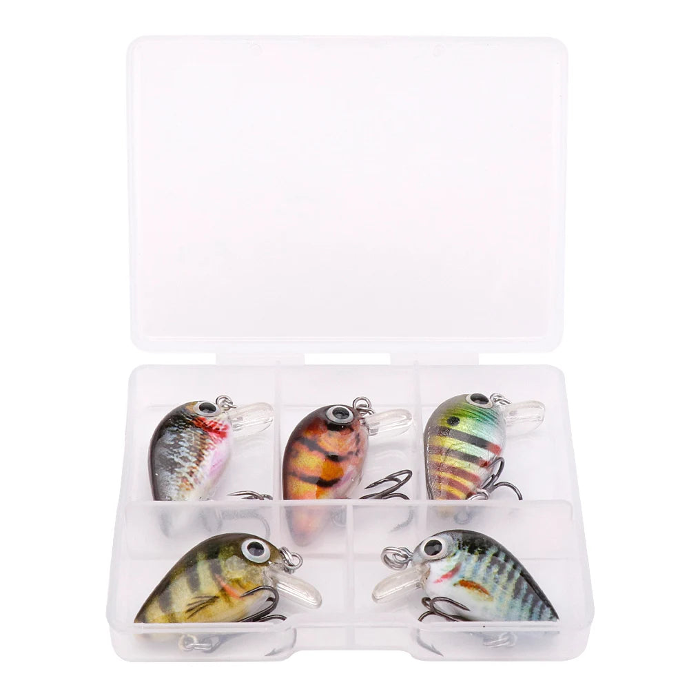 GOBASS 5pcs Mini Fish Bass Fishing Lure Set 3cm 1.5g Mini Artificial Baits