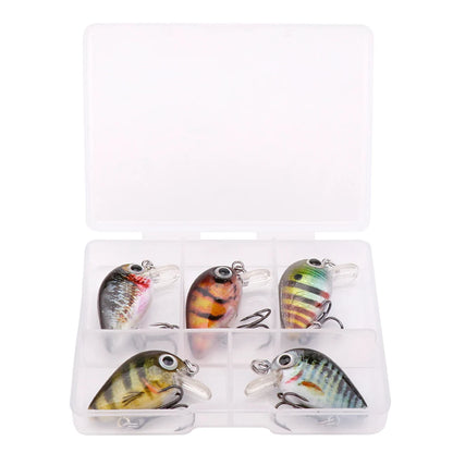 GOBASS 5pcs Mini Fish Bass Fishing Lure Set 3cm 1.5g Mini Artificial Baits