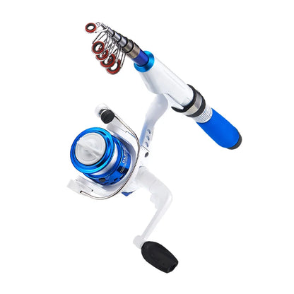 DEUKIO Mini Fishing Pole Combo With Short Telescopic Fishing Rod And Spinning Reel Baits Travel Pole Set for Children Beginner