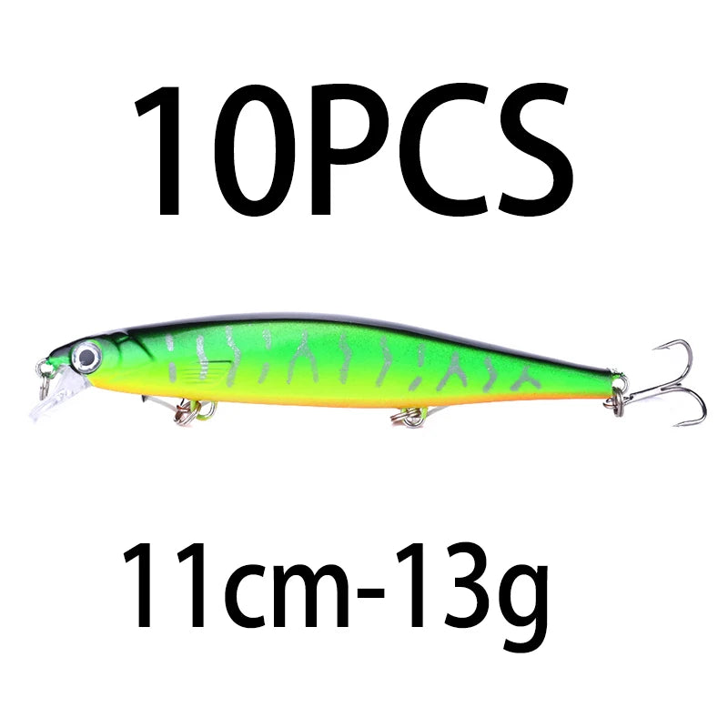 1Pcs Suspended Sinking Wobbler Minnow Laser Fishing lure 11cm 13g