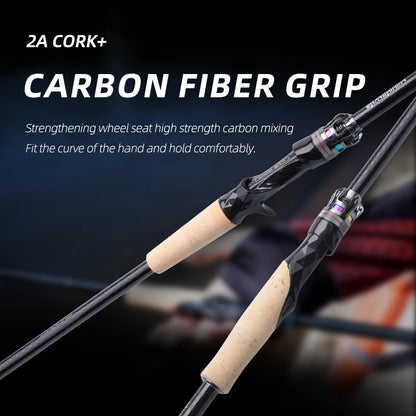 FISHINGFANS 30+40T High Carbon Fiber M MH Fishing Rod Fuji O+ Alconite Guide Cork handle spinning casting fishing rodA