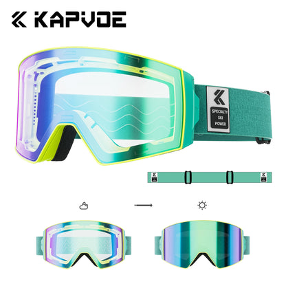 Photochromic UV400 Anti-fog Magnetic Snowboard, Ski Goggles