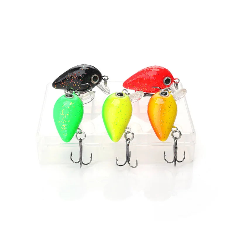 GOBASS 5pcs Mini Fish Bass Fishing Lure Set 3cm 1.5g Mini Artificial Baits