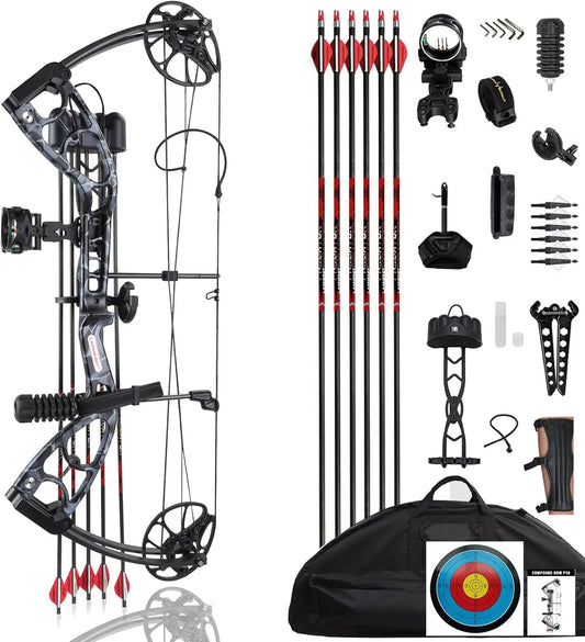 Compound Bow and Archery Sets - Right Hand Archery Compound Bows 30-70 lbs Draw Weight Adjustable for Youth，Adults and Beginners