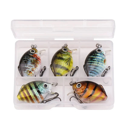 GOBASS 5pcs Mini Fish Bass Fishing Lure Set 3cm 1.5g Mini Artificial Baits