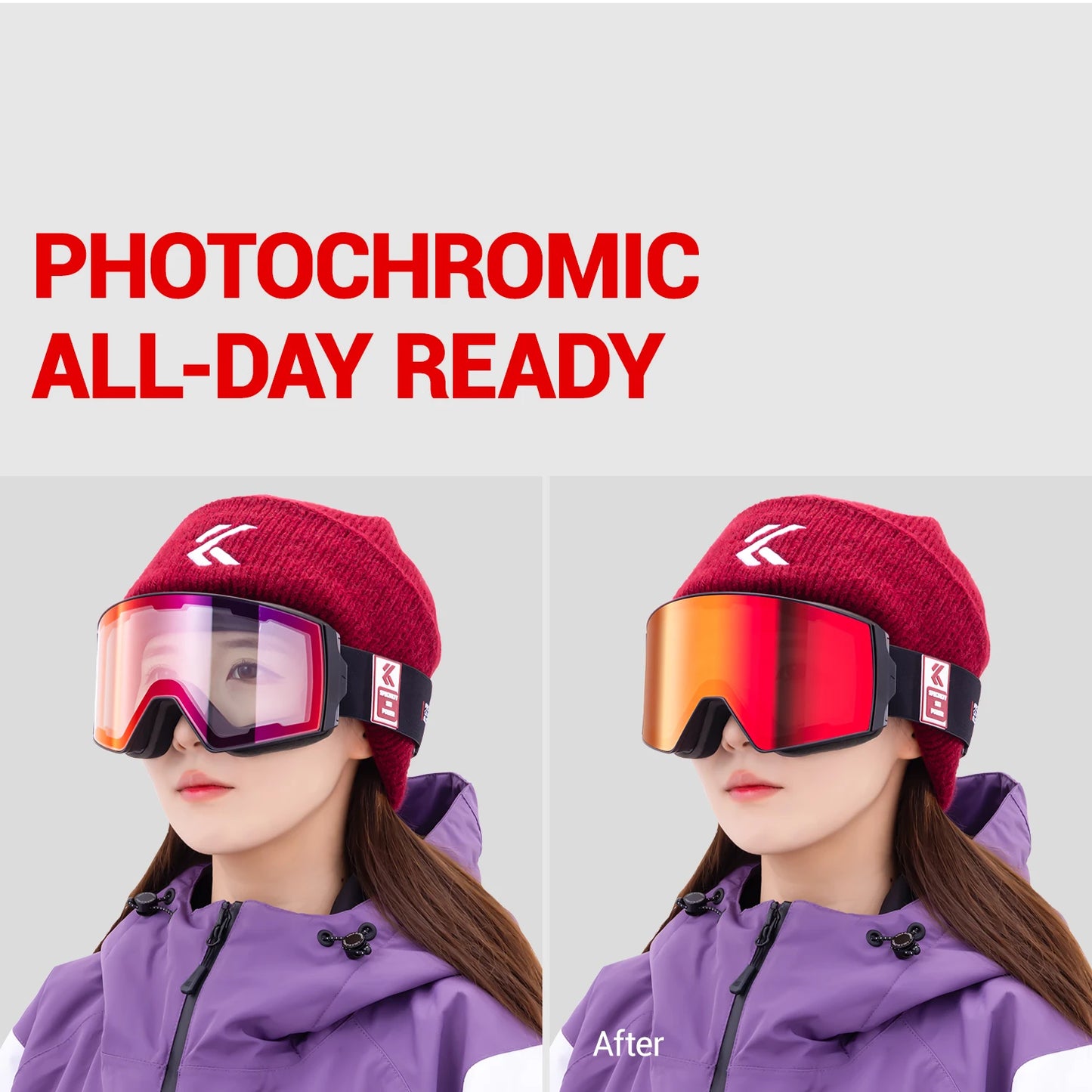 Photochromic UV400 Anti-fog Magnetic Snowboard, Ski Goggles