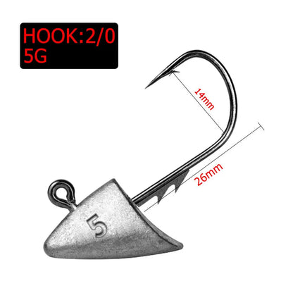 10pcs 2.7g 3.5g 4.2g 5g far casting fishing hook jig head hook ,stand hook for soft worm