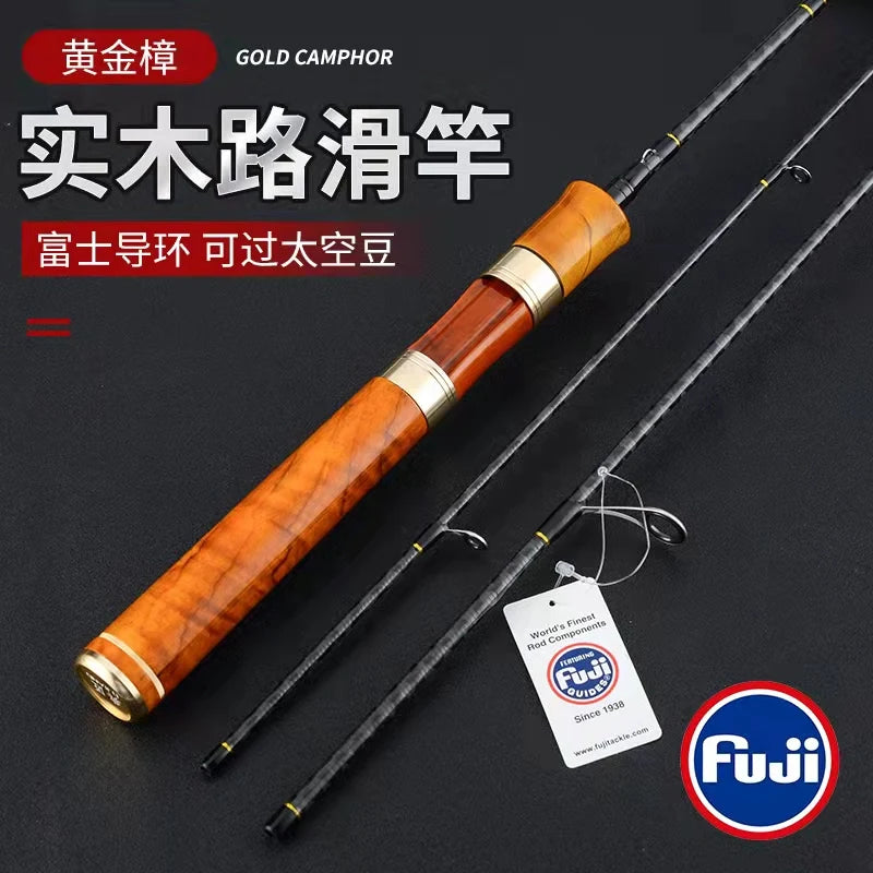 DJIANG Fuji Guides Trout Fishing Rod Spinning 1.8/1.98/2.1m L Fast Action Lure Rod Wooden handle Travel 3 Sections Portable Rod