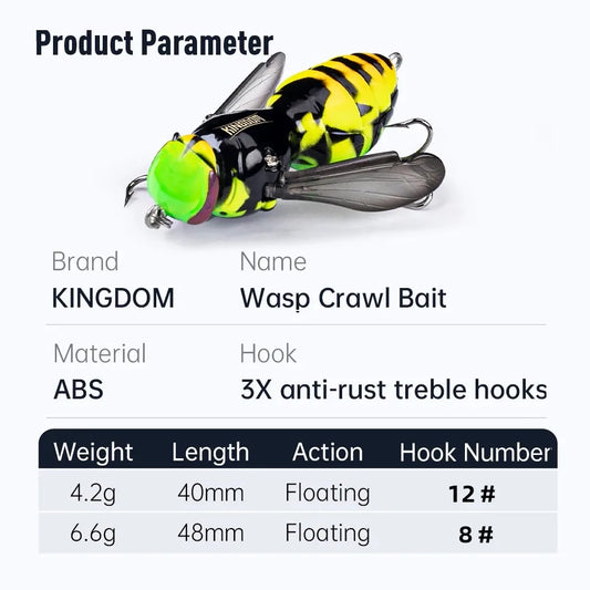 Kingdom Floating Wasp Bait 4.2g 6.6g 40mm 48mm Artificial Insect