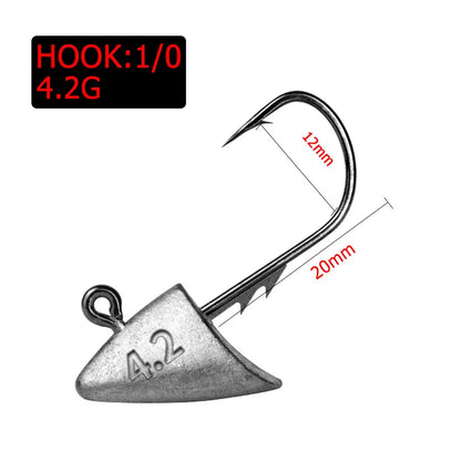 10pcs 2.7g 3.5g 4.2g 5g far casting fishing hook jig head hook ,stand hook for soft worm