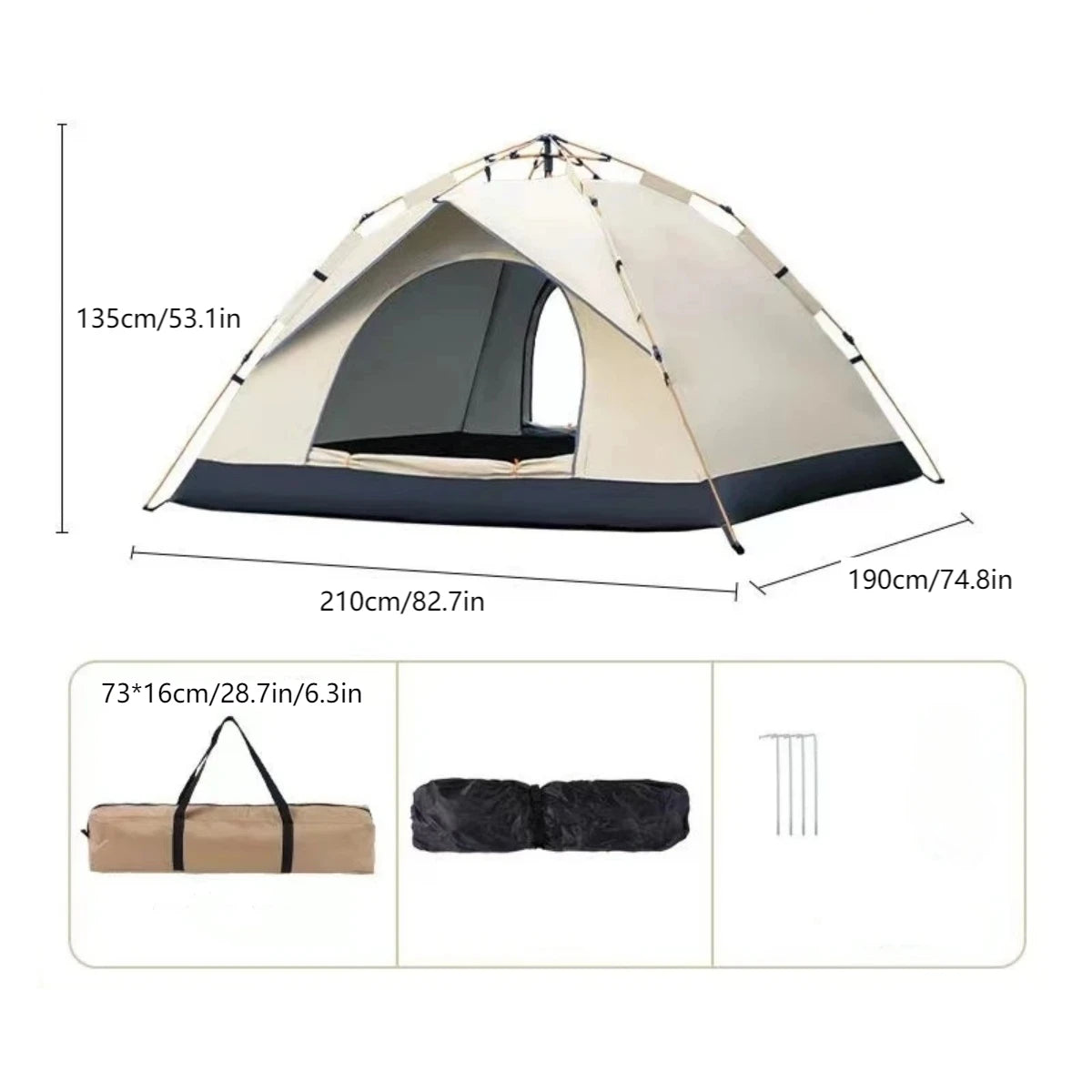 Outdoor Automatic Quick-opening Tent Rainproof Sunshine-proof Tent Two windowless doors