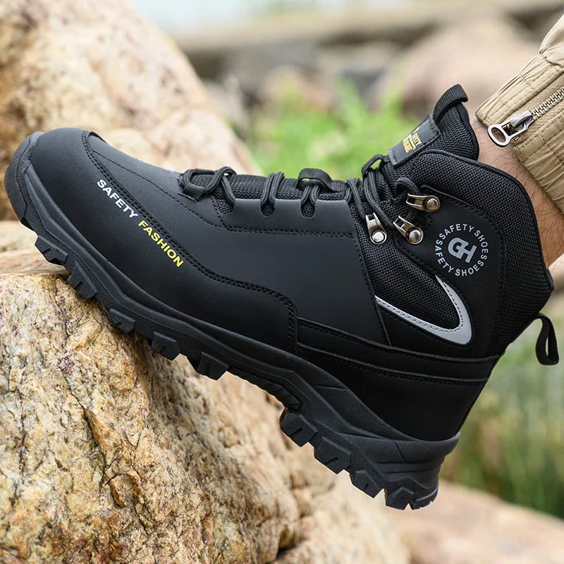 High Top Safety Shoes Men Steel Toe Work Shoes Men Work Safety Boots Anti Smash Safety Indestructible Waterproof Platform Boots