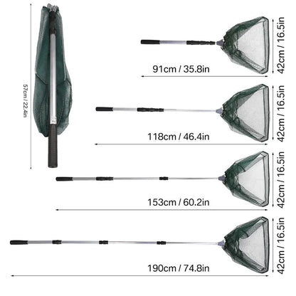 Telescopic Folding Fishing Landing Net 190CM Pole Collapsible Extensible Aluminum long Handle