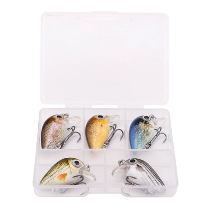 GOBASS 5pcs Mini Fish Bass Fishing Lure Set 3cm 1.5g Mini Artificial Baits