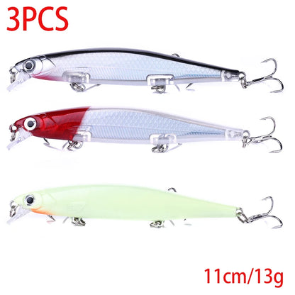 1Pcs Suspended Sinking Wobbler Minnow Laser Fishing lure 11cm 13g