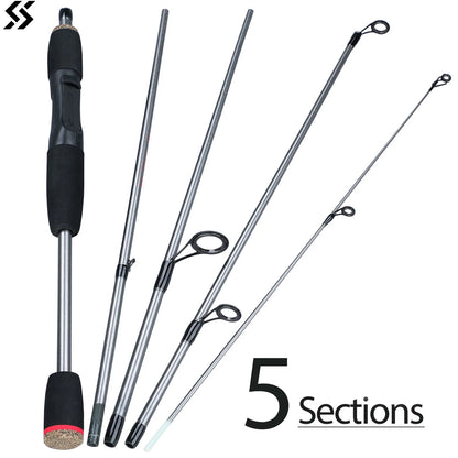 Sougayilang 5 Section Spinning Casting Fishing Rod 1.8M Strong and Lightweight Poles for Travel Freshwater Fishing Pesca