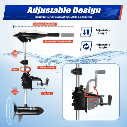 Electric Outboard Trolling Motor 65LBS With 40CM Short Shaft Brush Motor