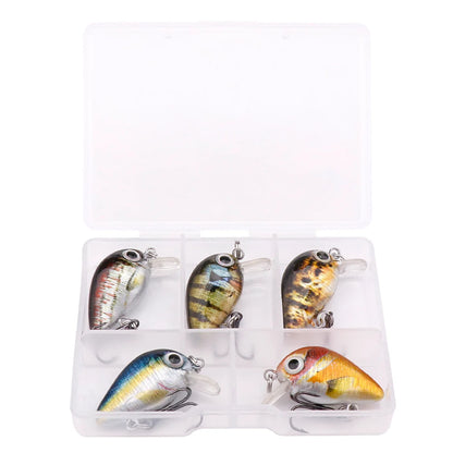GOBASS 5pcs Mini Fish Bass Fishing Lure Set 3cm 1.5g Mini Artificial Baits
