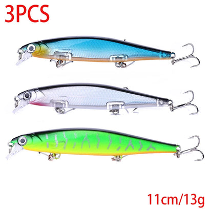 1Pcs Suspended Sinking Wobbler Minnow Laser Fishing lure 11cm 13g